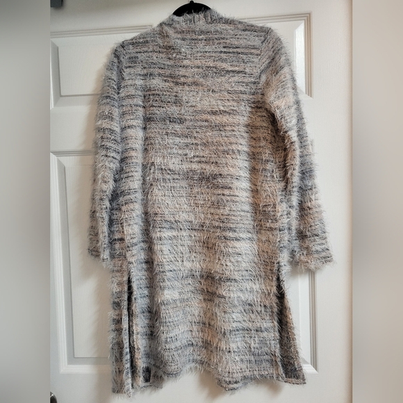 Candie's Women's Pink And Grey Fuzzy Open-Front Cardigan Sweater Size S - Picture 3 of 5